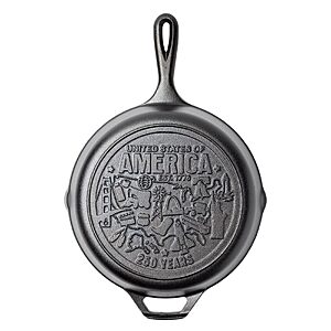 Lodge Pre-Seasoned Cast Iron Skillet, 10.25 Inches, USA Icons | Limited Edition Cast Iron Skillet for Oven, Stovetop, Grill & Campfire Cooking, Made in USA, PFAS-Free
