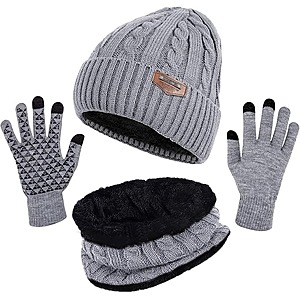 3-Piece Loritta Men's Fleece-Lined Knit Beanie, Scarf & Touchscreen Gloves Set (4 Colors) $8.99 + Free Shipping w/ Prime or on $35+