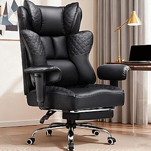COMHOMA Big & Tall Gaming Chair w/ Footrest & Lumbar Support (Jet Black) $129.99 + Free Shipping