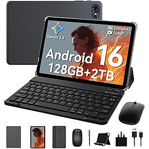 TABWEE 10 Inch Android 16 Tablet /w Keyboard 18GB+128GB Octa-Core 5G Wi-Fi, 1080P Display, 6000mAh, Camera and 4 Year Warranty $99.99 AC