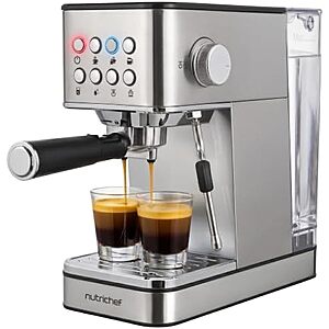NutriChef 20-Bar Espresso Maker w/ Milk Frother $68 + Free S&H