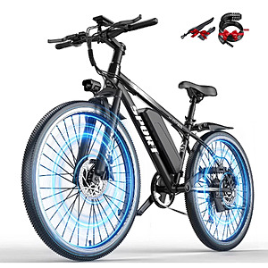 Electric Bike for Adults 1500W 26" Ebike, 25 MPH & 65 Miles , 7-Speed Dual Brake (Black) $309.99