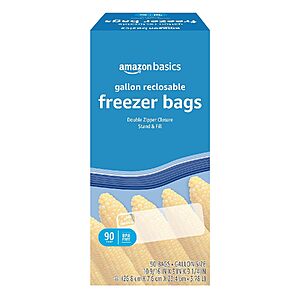 90-Count Amazon Basics Gallon Reclosable Freezer Bags $6.78 w/ S&S + Free Shipping w/ Prime or on $35+