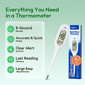 $2.83 ac AMAZON 8 Seconds Basal Thermometer for Adult & Kids,  read out in 8 seconds