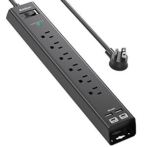 5' 900J Addtam 10-Outlet Surge Protector Power Strip & Flat Plug $9.99 & More + Free Shipping w/ Prime or on $35+