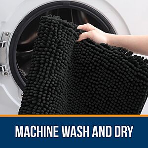 $10 AMAZON by OLANLY Black Bathroom Rug 30x20, Extra Soft Absorbent Chenille Bath Rugs