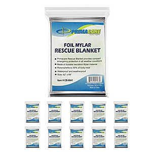 10-Pack Primacare 84" x 52" HB-10 Emergency Mylar Thermal Blankets $5.99 + Free Shipping