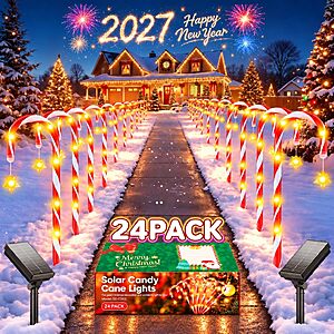 Amazon – BUCASA 24-Pack Solar Candy Cane Lights - $34.99 w/ Code