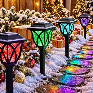 PRIME MEMBERS: GIGALUMI 6-Pack Solar Christmas Lights Outdoor Decor, Multicolor Pathway Lights $14.84 AC + Free Shipping