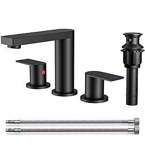 FORIOUS 8 Inch Bathroom Faucet 3 Hole, 2 Handles Matte Black - $34.99 AC