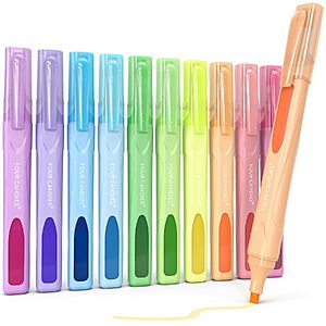 10-Count Four Candies No-Bleed Chisel Tip Highlighters (Assorted Colors) $3.59 w/ S&S + Free Shipping w/ Prime or on $35+