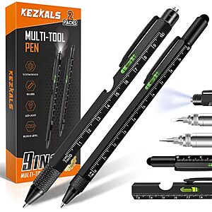 2-Pack 9-in-1 & 6-in-1 Aluminum Multitool Pen Set w/ Extra Ink Refills & Batteries (Various Colors) $6.99 + Free Shipping w/ Prime or on $35+