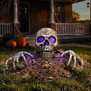 Haunted Living 2.3' Giant LED Skull w/ Hands Halloween Ground Breaker Yard Decoration $149.50 + Free Shipping