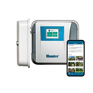 Hunter HPC400 Sprinkler Controller, 4 Zone, WiFi Smart Sprinkler Timer | Indoor/outdoor 4 station irrigation controller with Hydrawise app control, touchscreen $159