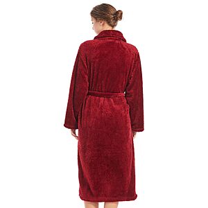Inner Wish Womens Plush Fleece Robe, Highly Absorbent Cozy Warm Bathrobe Fuzzy Female Spa Robe With Pockets, BURGUNDY, L/XL $9.99