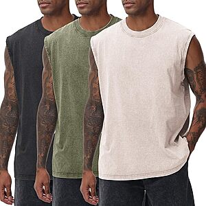 [Lightning Deal] Mens Workout Tank Tops Sleeveless Tee Shirts Pack of 3 $25.12