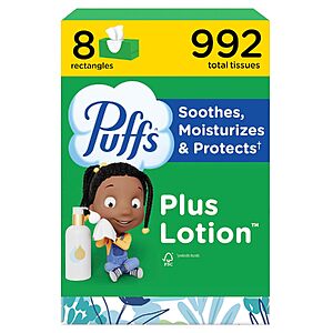 8-Pack 124-Count Puffs Plus Lotion Facial Tissues $9.59 w/ S&S + Free Shipping w/ Prime or on $35+