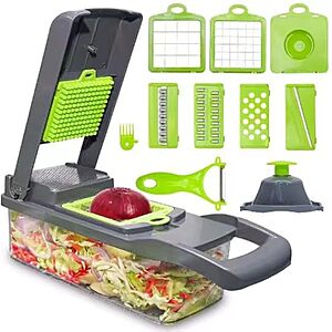 16-in-1 Vegetable Chopper w/ 7 Blades & Container (Grey) $13.49 + Free Shipping w/ Prime or on $35+