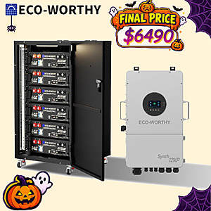 ECO-WORTHY 12KW Hybrid Inverter + 6-Pack 48V 100AH Lithium Battery System $6490 + Free Shipping
