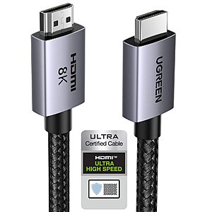 UGREEN 8K HDMI 2.1 Cable 48Gbps 6.6FT, Certified Ultra High Speed HDMI Cord $8.99
