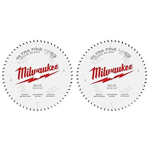 Milwaukee 7-1/4 in. x 60-Tooth Ultra Fine Finish Circular Saw Blade (2-Pack) $24