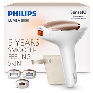 Philips Lumea 8000 IPL Hair Removal Device for Long-Lasting Smooth Skin | Laser Hair Removal Alternative, Medical Grade Safety, 3 Attachments (Body, Face & Sensitive Areas) $349.95