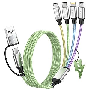 Souina Multi Charger Cable, 4-in-2 USB-A/C Charging Cable for Multiple Devices $4.99