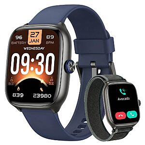 Amazon - Smart Watch 3 Bands for Women Men, Bluetooth Call, 40mm AMOLED Fitness Watch for iPhone/Android/Samsung - $22.99