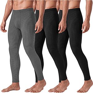 Ekouaer 3 Pack Thermal Underwear for Men Waffle Long Johns Base Layer Pants $19.99