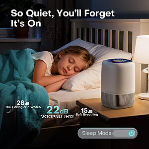 Amazon – VOOPNU Air Purifier for Rooms up to 1076 Sq. Ft. - $19.97 w/ Code