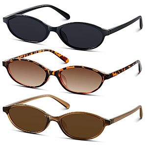 3-Pack KUGUAOK Women's Retro Oval Cat Eye Sunglasses w/ UV Protection (Black/Leopard/Brown) $6.28 ($2.09 each) + Free Shipping w/ Prime or on $35+