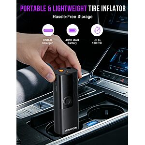 Tire Inflator Portable Air Compressor, 3X Faster Inflation | for Car Tires, Bikes, Motorcycles, Balls, Auto Shut-off, Cordless Air Pump with LED & Digital Pressure Gauge $16.49