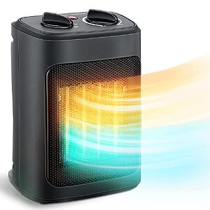 Space Heater for Indoor Use, Portable Heater with Adjustable Thermostat | 1500W Electric Compact Ceramic Room Heater with 4 Modes, Tip-Over & Overheat Protection $17