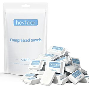 Heyface Compressed Disposable Washcloths Pocket-Size 50 PCS - $5.99 AC