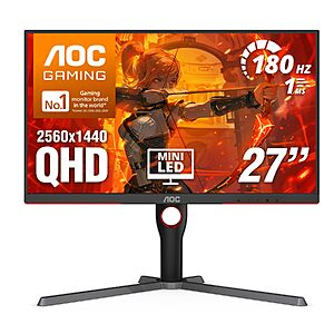 27" AOC Q27G3XMN 2560x1440 QHD VA Mini-LED Gaming Monitor 180Hz $229.99 + Free Shipping