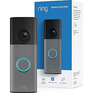 Ring Battery Doorbell 2K (newest model) Retinal 2K with wide-angle video, up to 6x Enhanced Zoom, Two-Way Talk, and Built-In Battery, Speckled Gray $44.99