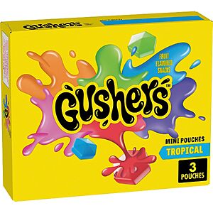 3-Count 1.32-Oz Gushers Tropical Fruit Flavored Snacks Mini Pouches $0.80 w/ S&S + Free Shipping w/ Prime or on $35+