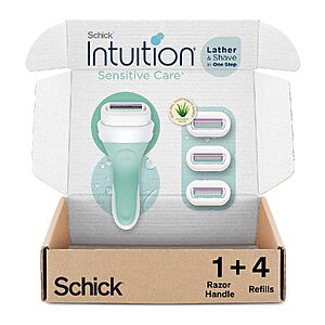 Schick Intuition Sensitive Skin Women's Razor w/ 4 Blade Refills & Organic Aloe $9.59 w/ S&S + Free Shipping w/ Prime or on $35+