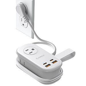 ORICO 65W GaN Travel Power Strip with Flat Plug and 7-in-1 Charging Ports - $19.82 AC