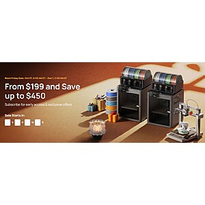 [Oct 27 - Nov 30] Bambu Lab - Black Friday Sale (w/ extra coupon if you subscribe to emails)