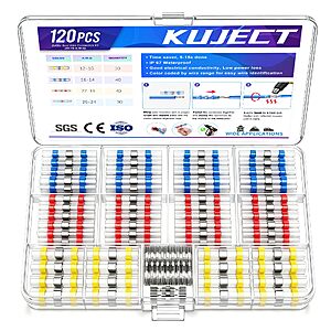 Kuject Heat Shrink Solder Seal Wire Connectors Kit 120PCS | 26-10 AWG Waterproof Electrical Connectors $5.99