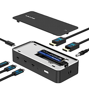 WAVLINK USB4 Docking Station, Docking Station with M.2 Enclosure | Triple 4K Display, 130W PD IN, 40Gbps USB4, 20Gbps M.2 NVMe SSD Enclosure with Cooling Fan, 20Gbps USB-C $83.99