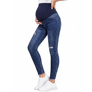 Maternity Jeans for Women, Over Belly Skinny Fit, Stretch Denim $25.8