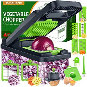 HomeHacks Multi-Functional Veggie Chopper Vegetable Cutter, 12 in 1 Kitchen Gadget, Green $11.49