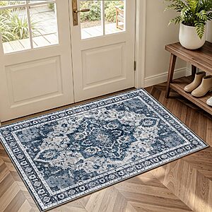 CloudParadise Blue Washable 2x3 Entry Rug - $8.49 After coupon