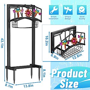 Garden Hose Holder,Freestanding Water Hose Holder with Storage Basket -$8.99 FS w/prime
