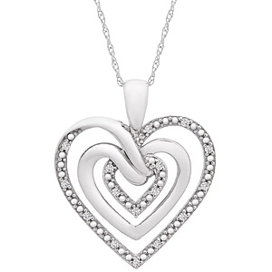 Macy's Up to 75% Off Jewelry: 18" Multi-heart Diamond Pendant Sterling Silver Necklace (1/10 ct. t.w) $19.99 & More + Free Shipping on $39+