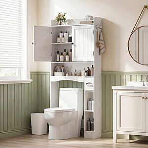 Wrought Studio Freestanding Over-the-Toilet Storage w/ Storage Cabinet (White) $72 + Free Shipping