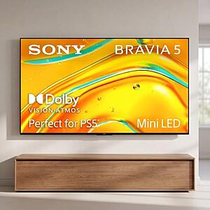$1299.97* | 85" Sony Bravia 5 Mini LED 4K HDR Google TV (2025) at Amazon