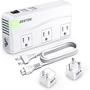 BESTEK Universal Travel Adapter 220V to 110V Converter w/ 4-Port USB Charging $20.14 AC